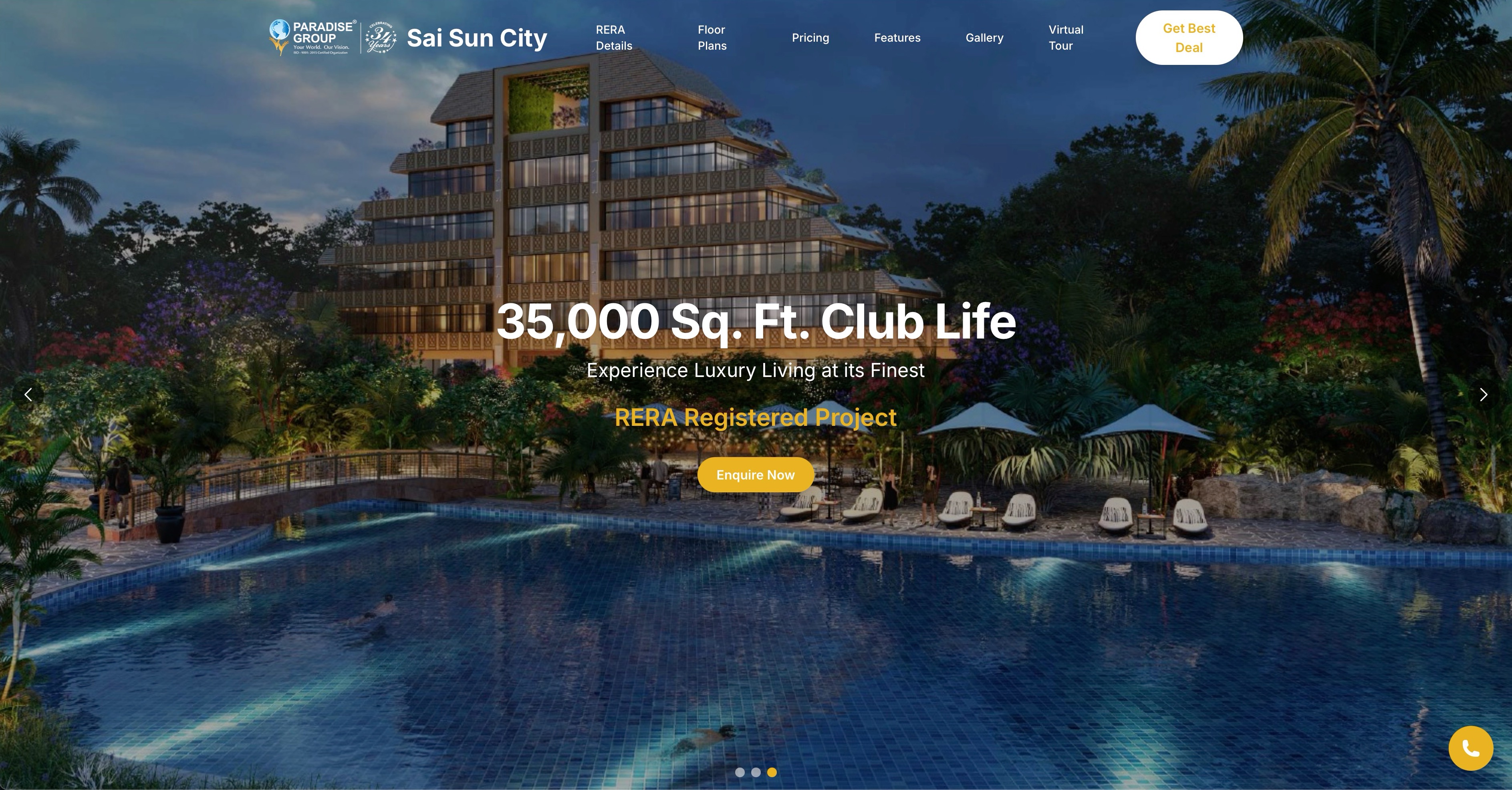 Example high-converting real estate landing page design by Rural Minds LLP for Saisuncity project